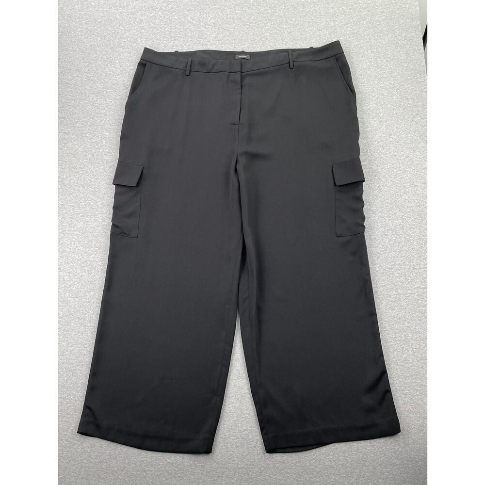 Halogen Wide Leg Cargo Pants Womens 3X Plus Rich Black Utility Work Dress Pants